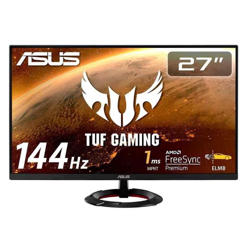 【中古】 ASUSTek TUF Gaming ゲーミングモニター VG279Q1R 27インチ フルHD IPS 144Hz 1ms HDMI×2 DP Adaptive-sync ELMB 2W+2Wステレオスピーカー搭載