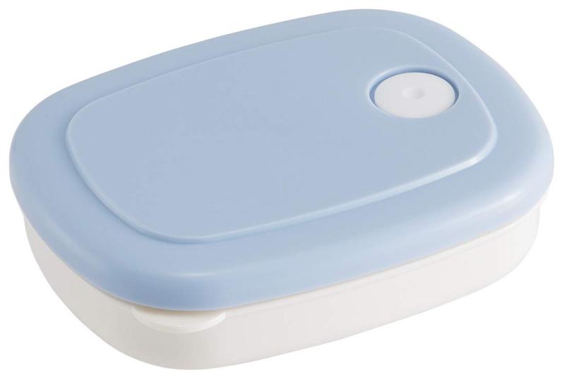 Rakuten - スケーター(Skater) ごはん容器 ブルー 実用的 保存容器 200ml 薄型 ポリプロピレン シリコーンゴム 角丸い 平たい 12.4×9.5×H3.5cm
