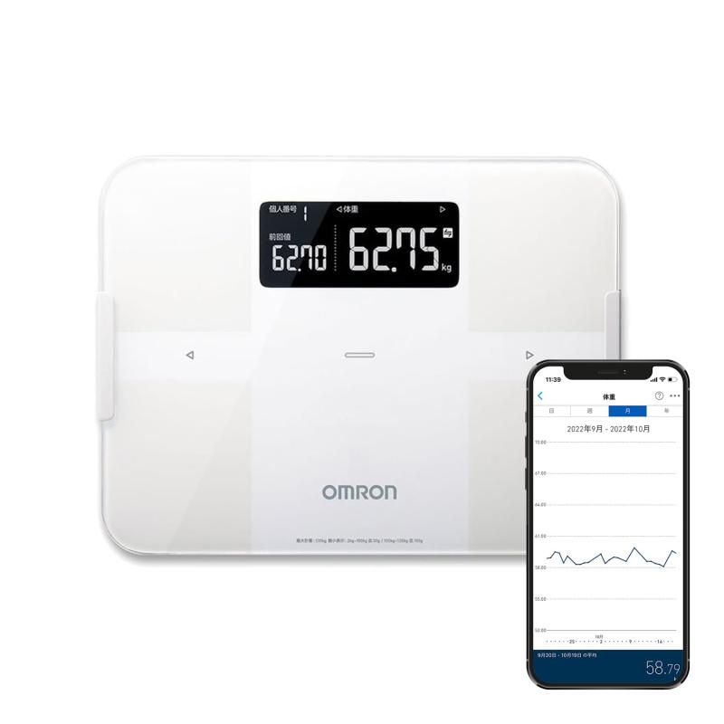 オムロン 体重・体組成計 カラダスキャン スマホアプリ/OMRON connect対応 ホワイト HBF-255T-W