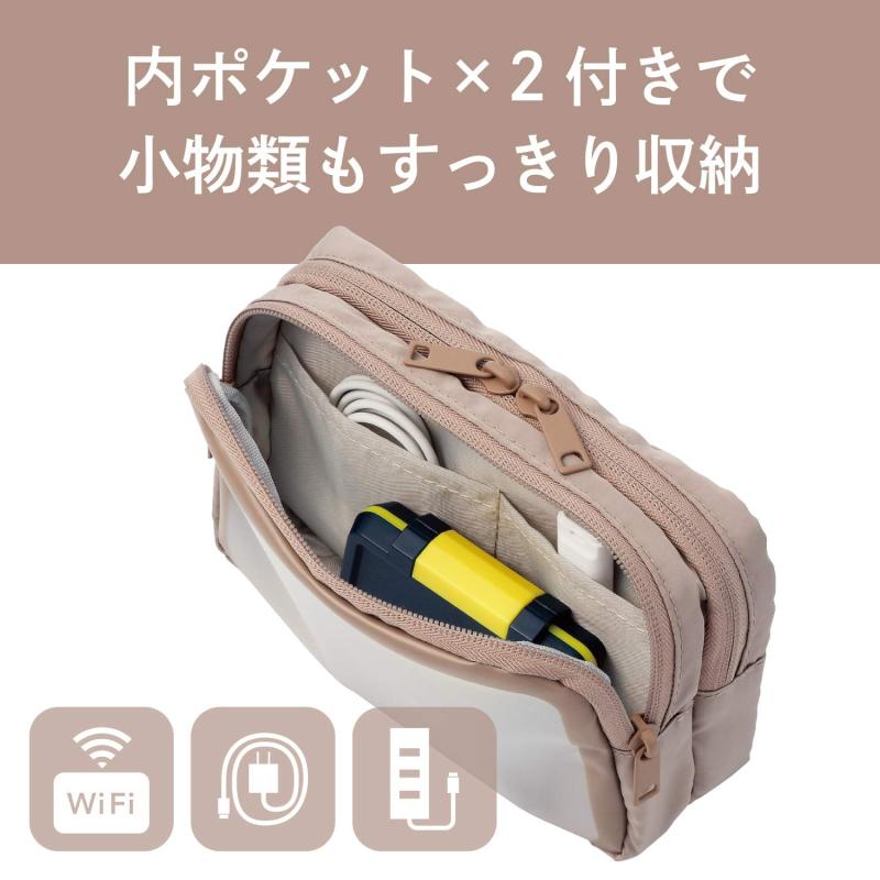 エレコム ガジェットポーチ ガジェット ポーチ 透明窓付き 2気室 ガジェットケース 収納ポーチ Mサイズ ベージュ BMA-GP16MBE omichi-store-10270983 シオカゼ商店 サンプル画像3