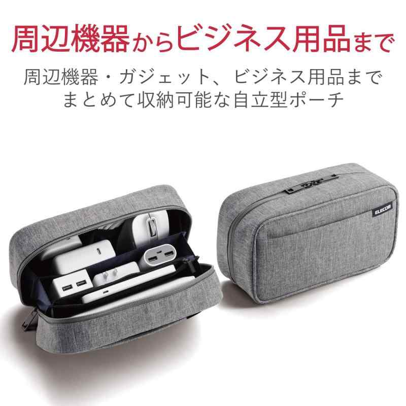 エレコム ガジェットポーチ 大容量 自立型 旅行 出張 テレワーク オーガナイズポーチ グレー BMA-GP14GY omichi-store-10559636 シオカゼ商店 サンプル画像2
