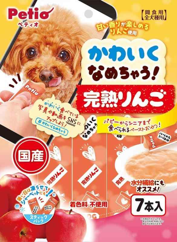 （まとめ買い）ペティオ かわいくなめちゃう 完熟りんご 7本入 犬用おやつ 【×10】SNSに投稿したくなる甘い香りが楽しめるりんご【エネルギー】54kcal/100g<br>【賞味／使用期限(未開封)】24ヶ月<br>【保管方法】直射日光・高温多湿の場所をさけて冷暗所で保存してください。<br>商品パッケージのリニューアル等により商品画像とお届け商品のパッケージが異なる場合がございます。予めご了承お願い致します。複数店舗にて販売をしておりますため、在庫データの更新が間に合わず、欠品にも関わらず、注文ができる場合がございます。その際は、キャンセルにて対応を取らせていただきます。当店はお電話のお問い合わせはお受けしておりませんので、ご了承ください。お問い合わせは、問い合わせフォームにてお願いをいたします。
