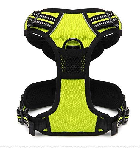 cocomall 犬用ハーネス 犬用胴輪 ドッグ ペット用品 お出かけハーネス 3M反射材料 訓練 ナイロン製 小型犬、中型犬、大型犬に向け 通気性 調節可能 おしゃれ (M, ネオン・イエロー) omichi-store-10499598 シオカゼ商店 サンプル画像2