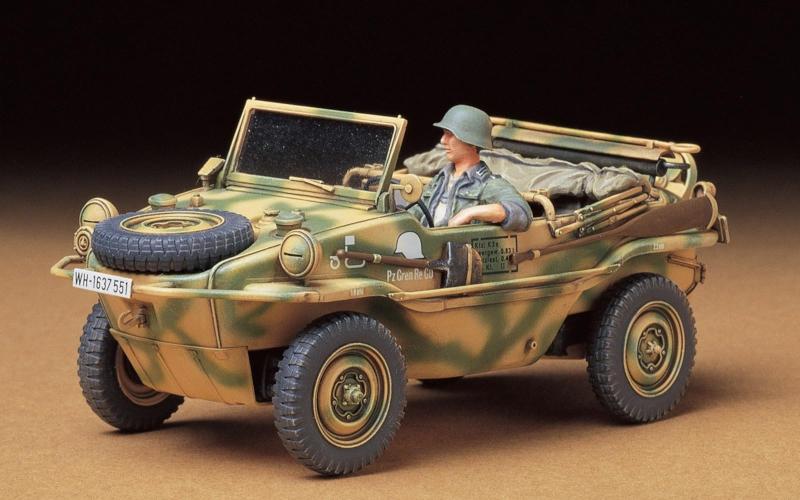 シオカゼ商店のタミヤ 1/35 ミリタリーミニチュアシリーズ No.224 ドイツ陸軍 Pkw.K2s シュビムワーゲン166型 プラモデル 35224｜アングル2