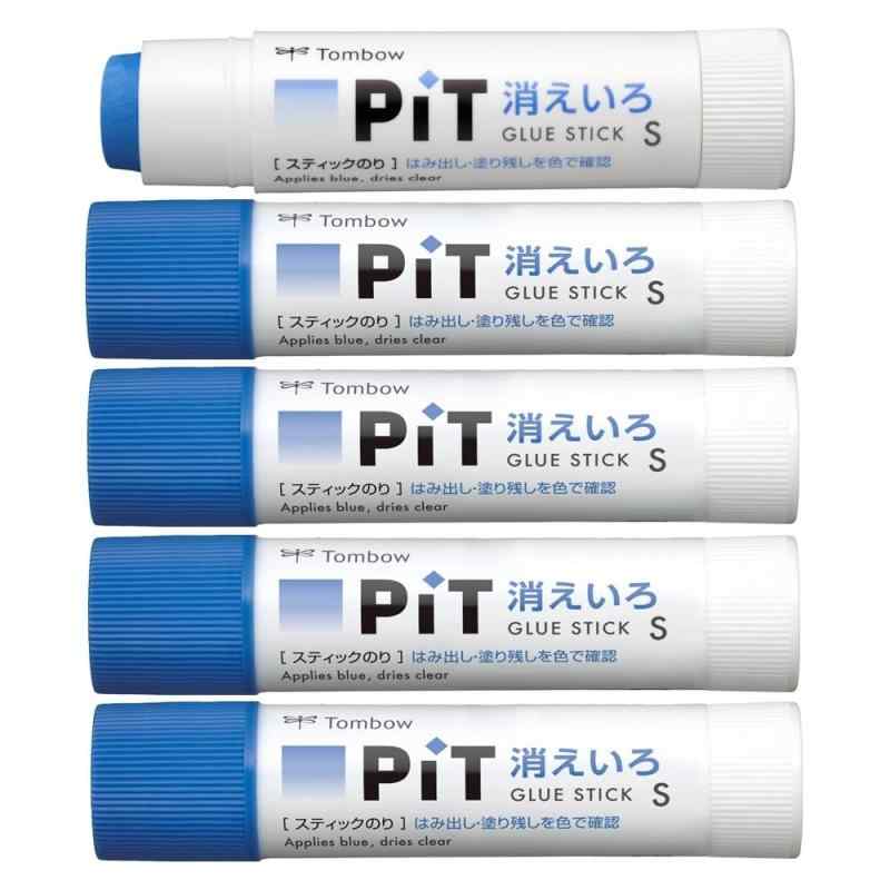 トンボ鉛筆 スティックのり 消えいろPiT Sサイズ (塗り色が消える) (10g) 5本 HCA-513