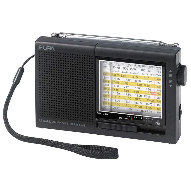 ELPA（エルパ) AM/FM短波ラジオ 海外の国際放送から国内のAM/FM放送まで幅広くキャッチ ER-C74T同調方式：デジタル同調受信周波数： AM：522～1620kHz 　FM：76～108MHz 　SW(短波)：3.70～22.05MHz(SW1～10放送バンド)スピーカー：直径50mm 丸型 8Ω出力端子：φ3.5mmミニジャック電源：DC3V 単三形乾電池×2本(別売)外形寸法(約)：幅123×高さ76×奥行31(mm)(最大値)質量：約130g(ストラップ含、イヤホン・電池除く)付属品：イヤホン、ストラップ電池持続時間(JEITA) 　アルカリ乾電池使用時 　電池の性能、使用条件により電池持続時間は短くなる場合があります。 　スピーカー使用時： AM 約40時間 / FM 約40時間 / SW(短波) 約34時間 　イヤホン使用時(目安)： AM 約80時間 / FM 約80時間 / SW(短波) 約68時間複数店舗にて販売をしておりますため、在庫データの更新が間に合わず、欠品にも関わらず、注文ができる場合がございます。その際は、キャンセルにて対応を取らせていただきます。当店はお電話のお問い合わせはお受けしておりませんので、ご了承ください。お問い合わせは、問い合わせフォームにてお願いをいたします。