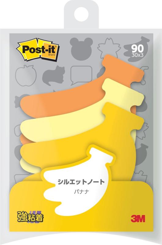 3M ポストイット 付箋 強粘着 かわいい 大きい シルエットデザイン バナナ 68×69mm 30枚×3パッド SSS-BA