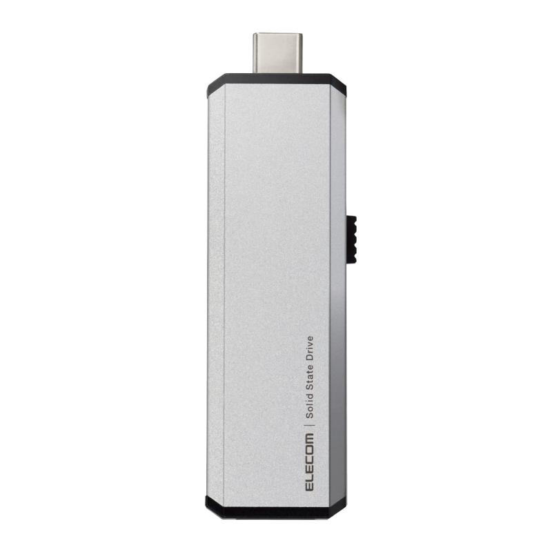 エレコム 外付けSSD 500GB USB3.2(Gen1) PS5/PS4(メーカー動作確認済) スライド式 Type-C&amp;Type-A両対応 シルバー ESD-EWA0500GSVUSB-Aコネクターに加え、USB Type-C(TM)コネクターが一体になっており、スライド操作でUSB-AとUSB Type-C(TM)を切り替えられます。従来のUSB-Aポート搭載パソコンはもちろん、USB Type-C(TM)ポートを搭載したSurfaceやMacBookなどでも、ケーブルやアダプターを別途購入することなく、接続するだけですぐに使用可能です。USB Type-C and USB-C are trademarks of USB Implementers ForumUSB-AとUSB Type-C(TM)が一体でありながら、重さ約16g、幅72.0mm×奥行き22.8mm×高さ8.8mmというコンパクトさで、持ち運びや収納にも便利なUSBメモリーサイズです。読み込み600MB/s、書き込み500MB/sの高速データ転送を実現するUSB3.2(Gen2)対応外付けポータブルSSDです。USB3.2(Gen1)/USB3.1(Gen1)/USB3.0/USB2.0への下位互換が可能で、そのまま接続可能です。USB3.2(Gen2)でご使用になるには、機器側がUSB3.2(Gen2)に対応している必要があります。シャープ(アクオス)、ソニー(ブラビア)、レグザ、パナソニック(ビエラ・ディーガ)、ハイセンス、LGエレクトロニクスなどのデジタルテレビに接続可能です。テレビ機種との対応情報も随時Web更しているため、QRコードからすぐに確認ができ、お買い上げいただけます。ただし、テレビがUSB-HDD録画に対応している必要があります。複数店舗にて販売をしておりますため、在庫データの更新が間に合わず、欠品にも関わらず、注文ができる場合がございます。その際は、キャンセルにて対応を取らせていただきます。当店はお電話のお問い合わせはお受けしておりませんので、ご了承ください。お問い合わせは、問い合わせフォームにてお願いをいたします。