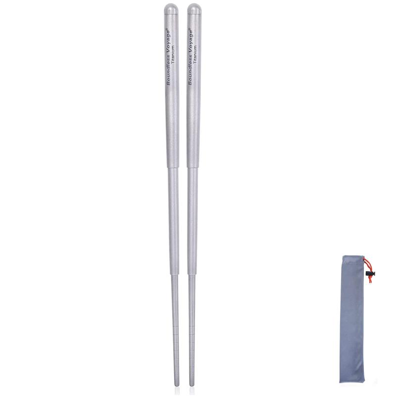 Boundless Voyage チタン箸 折り畳み式箸 携帯箸 19.8cm 収納時8cm アウトドア キャンプ 箸 バーベキュー箸 コンパクト 持ち運びに便利 軽い 約17g (伸縮箸)Ti1004T