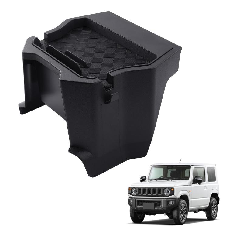 HUAHAO スズキ ジムニー jb64 jb74専用 リアコンソール トレイ 隙間収納 車用収納ボックス ゴミ箱 jb64 リア コンソールボックス 後席収納 小物入れ 滑り止め ジムニー アクセサリー 整理整頓 お【ジムニーjb64/jb74専用・収納不足を解消】本製品は、スズキ ジムニー（JB64W）/ジムニーシエラ（JB74W）（2018年［平成30］7月以降モデル）に完全対応した専用設計リアコンソールです。ジムニーのコンパクトなボディは魅力ですが、その分、収納スペースが限られているため、悩みの種になっていませんか？スマホ、カード、鍵、ドリンクなど、日常使いの小物を置く場所に困っていませんか？本製品は、ジムニーのデッドスペースを活用して、収納力を大幅に向上させます。狭い車内でもスッキリ整理でき、快適なドライブを実現します。【まるで純正パーツ後付け感ゼロ】本製品は、ジムニーの内装に調和するようデザインされたリアコンソールです。表面仕上げは内装と一体化感を追求し、後付け感を感じさせません。まるで純正パーツのような美しい仕上がりで、車内の雰囲気を損ないどころか、さらに洗練された印象を与えます。【後部座席を倒しても干渉なし使い勝手抜群】リアコンソールの高さは、センターコンソールとほぼ同じに設計されているため、後部座席を倒してもフタの開閉や使用に全く影響ありません。さらに、フタを外せば背の高いドリンクボトルも収納可能です。ジムニーの多様な使い方に柔軟に対応します。【工具不要簡単取り付け＆取り外し可能】面倒な工具や両面テープは不要後部座席とセンターコンソールの間に挟み込むだけで、わずか1分で設置完了です。後部座席の使用時に邪魔になったら、すぐに取り外せるので、自由度が高くて便利です。【高品質素材で耐久性抜群お手入れもラクラク】環境に優しいABS素材を使用し、無毒・無臭で耐久性に優れています。汚れても簡単に拭き取れるので、常に清潔な状態を保てます。ジムニーのアウトドアなライフスタイルにもぴったりの高品質仕様です。【安心の付き】出荷前に真剣にご検査致しますので、ご安心してお買い求めください。万が一不具合があっても、迅速に対応いたしますので、安心してお買い求めください。商品に関するご質問やサポートが必要な場合は、Amazonの注文履歴ページからいつでもご連絡ください。（アカウントサービス内の「アカウントサービス」→「注文履歴」→「販売元」→「質問する｣）複数店舗にて販売をしておりますため、在庫データの更新が間に合わず、欠品にも関わらず、注文ができる場合がございます。その際は、キャンセルにて対応を取らせていただきます。当店はお電話のお問い合わせはお受けしておりませんので、ご了承ください。お問い合わせは、問い合わせフォームにてお願いをいたします。