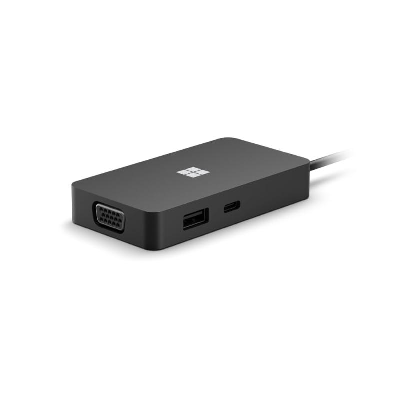 マイクロソフト Surface USB-C トラベル ハブ 161-00006USB-C ポート付き　最新 PC USB-C ポート付き全 Surface デバイス1 USB-C 3.2 Gen 2 ポート (10 Gbps データ転送とパススルー アクセサリ充電)　1 USB-A 3.2 Gen 2 ポート (10 Gbps データ転送とパススルー アクセサリ充電)　1 Gbps イーサネット ポート 4K (60Hz)ビデオ アウトポート付き　1 HDMI 2.0 ポート 1 VGA ポートUSB-C キャプティブ ケーブル (Travel Hub の末端に格納されている 200mm のケーブル付き)コネクタメッキ： ニッケル メッキ　高度な機能： Android のサポート USB Power Policy HDMI 優先 CFU ファームウェア アップデートアクセサリ用の高速データ転送とパススルー充電 (USB-A および USB-C 3.2 Gen 2 ポート、最大 10 Gbps 転送速度)。 より高速なインターネット速度を実現するギガビット イーサネット接続。 HDMI 2.0 ポートを搭載したデスクトップのシングルモニタに接続できます。ビデオ解像度は最大 4K、リフレッシュレートは 60Hzで、市販されている他のポータブル コンパクト ハブよりも優れています。 ビデオ出力との互換性をさらに高めるために、付属の VGA ポートを介して大画面に投影できます。複数店舗にて販売をしておりますため、在庫データの更新が間に合わず、欠品にも関わらず、注文ができる場合がございます。その際は、キャンセルにて対応を取らせていただきます。当店はお電話のお問い合わせはお受けしておりませんので、ご了承ください。お問い合わせは、問い合わせフォームにてお願いをいたします。