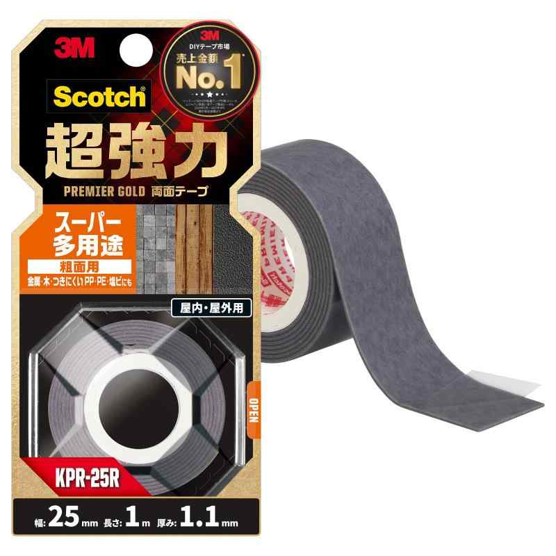3M スコッチ 超強力両面テープ プレミアゴールド スーパー多用途 粗面用 幅25mm長さ1m KPR-25R