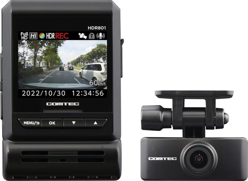 コムテック 車用 ドライブレコーダー 前後2カメラ HDR801 新映像補正機能「Recolize」搭載 前後200万画素 Full HD GPS搭載 32GBmicroSDカード付属 駐車監視機能 日本製 COMTEC [出張取付サービス