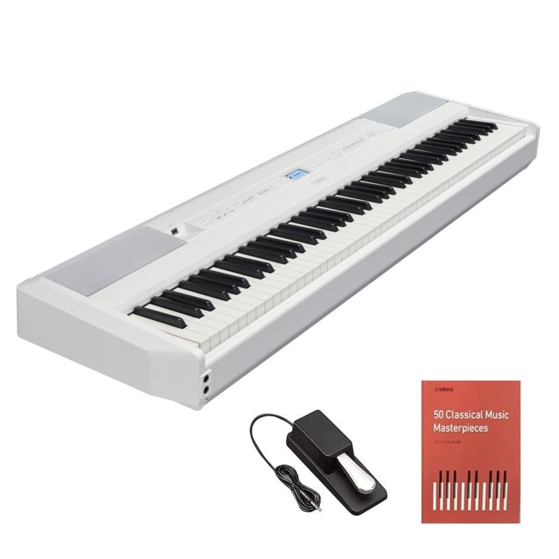 ヤマハ 電子ピアノ P-525WH Pシリーズ 88鍵盤 木製鍵盤 本格的タッチ感 コンパクト 持ち運び アプリ ホワイトコンパクトなボディに、世界に誇る2台のピアノ音を搭載　(CFX/ベーゼンドルファー）往年の名曲を彷彿とさせる、リアルな鍵盤楽器（エレピ/オルガン他）の音色「クラビノーバ」にも搭載されている、演奏性の高い鍵盤を搭載（グランドタッチ-エス鍵盤FIRフィルター搭載や構造見直しでスピーカーを改良し、よりバランスの良い自然な音にライブ演奏にも便利な「レジストレーションメモリー」を装備複数店舗にて販売をしておりますため、在庫データの更新が間に合わず、欠品にも関わらず、注文ができる場合がございます。その際は、キャンセルにて対応を取らせていただきます。当店はお電話のお問い合わせはお受けしておりませんので、ご了承ください。お問い合わせは、問い合わせフォームにてお願いをいたします。