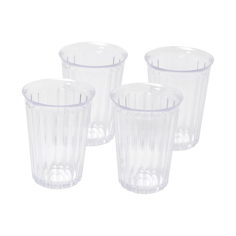 樂天商城 - パール金属 食器 タンブラー カップ 380ml 4個組 割れにくい プラスチック製 食洗機対応 日本製 ストライプ クリア HC-301