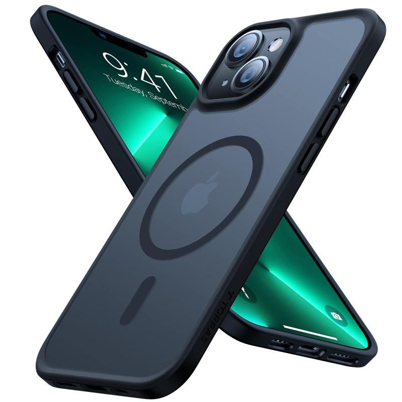 TORRAS iPhone13mini 用 ケース 【米軍進化耐久性・高精密Magsafe対応】半透明 マグネット搭載 ワイヤレス充電 耐衝撃 全面保護 黄ばみなし ストラップホール付き マグセーフ対応 ブラック Guardian-M