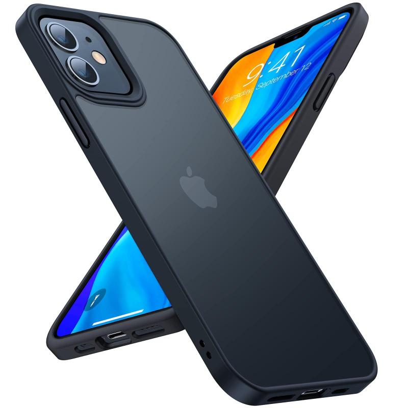 【衝撃分散構造 耐久性】 TORRAS iPhone 12 用 ケース iPhone 12 Pro 用 ケース 半透明 衝撃吸収 マット感 ストラップホール付き ボタン付属 黄ばみなし レンズ保護 6.1インチ アイフォン12 用 12 Pro用