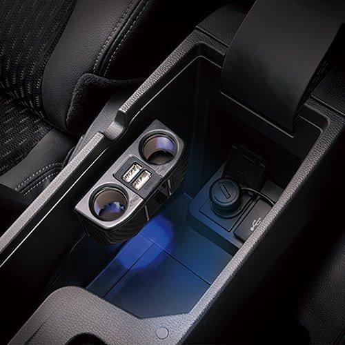 カーメイト 車用 ソケット 2連コード付き 2口USB 2.4A カーボン調 DZ273