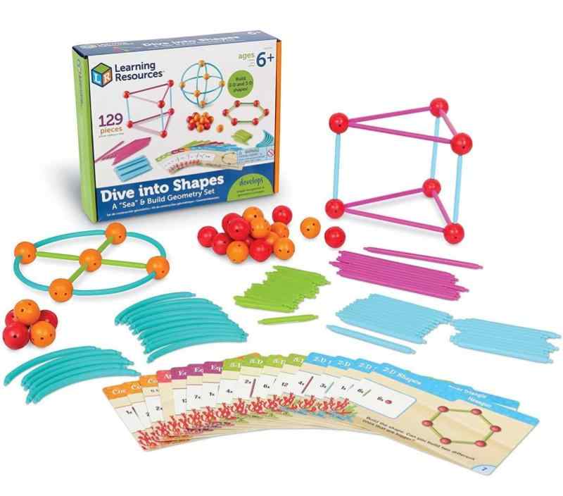 ラーニング リソーシズ(Learning Resources) 算数教材 挿して繋げて 立体&平面 図形を作ろう 129個入り 6歳 LER1773