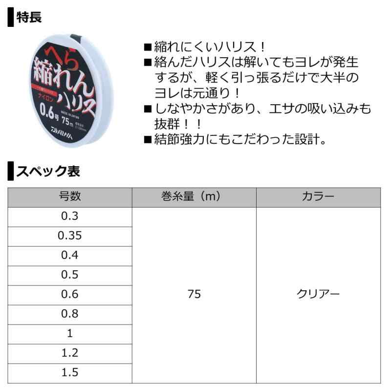 シオカゼ商店のダイワ(DAIWA) ナイロンライン へら ちぢれんハリスC 0.6号 75m クリアー｜アングル3