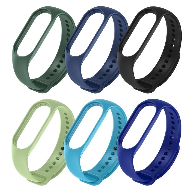  シャオミ Mi Band 5/6/7 6個セット 6色 TPU 柔らかい 交換ベルト リストバンド ソフトバンド 耐衝撃 防水 通気 スマートウォッチ 替えベルト 取り付け簡単 (mi band 5/6/7, B)