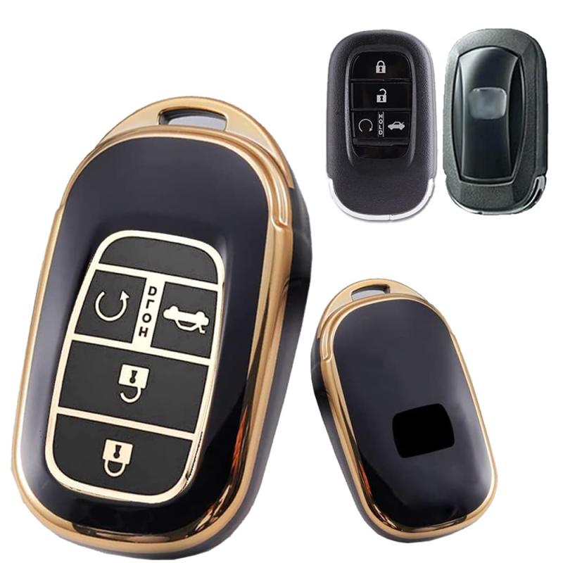 ONTTO ホンダ用 スマート キーケース キーカバー キーホルダー シリコン製 HONDA Civic ヴェゼル シビック ステップワゴン rv3 2021 2022 2023などに適用 おしゃれ 手触り快適 傷防止 プレゼント アク