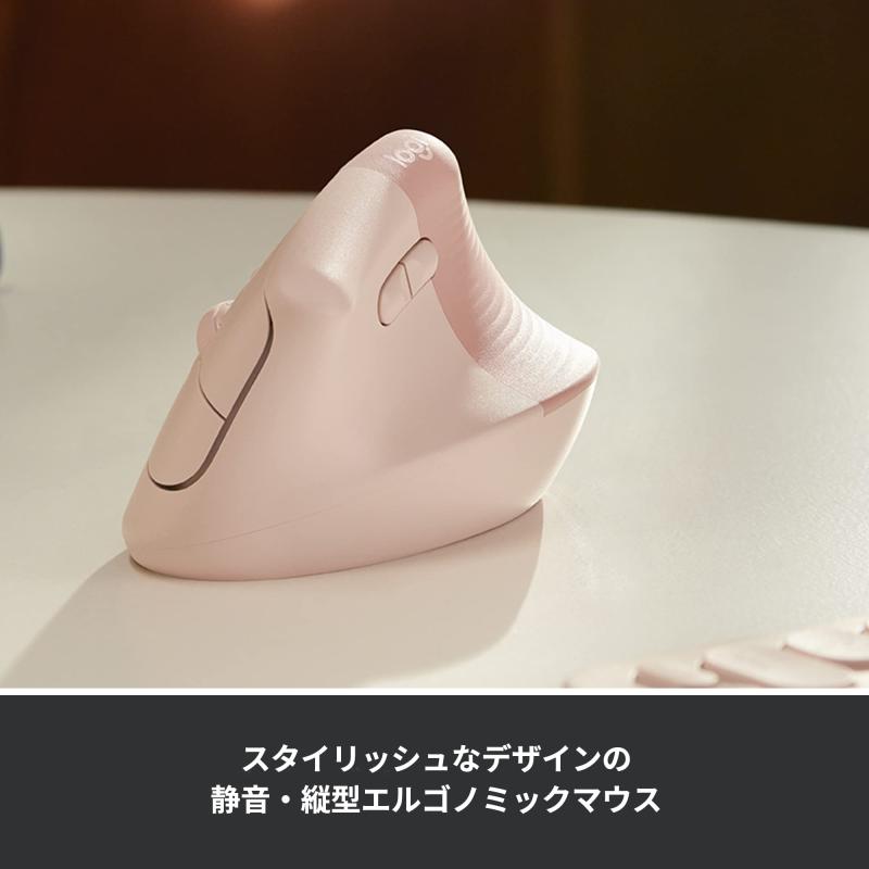 シオカゼ商店のロジクール ワイヤレス 縦型 静音 エルゴノミック マウス LIFT M800RO Logi Bolt Bluetooth Unifying非対応 smartwheel ワイヤレスマウス 無線 windows mac chrome iPad Androi｜アングル2
