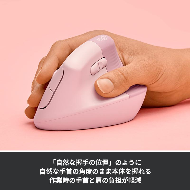シオカゼ商店のロジクール ワイヤレス 縦型 静音 エルゴノミック マウス LIFT M800RO Logi Bolt Bluetooth Unifying非対応 smartwheel ワイヤレスマウス 無線 windows mac chrome iPad Androi｜アングル3