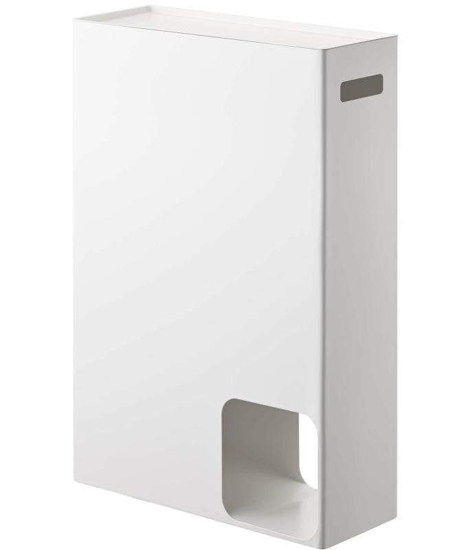 山崎実業(Yamazaki) トイレットペーパーストッカー ホワイト 約W33×D12.5×H48cm プレート Plate 12ロール 収納 トイレ スリム 2294