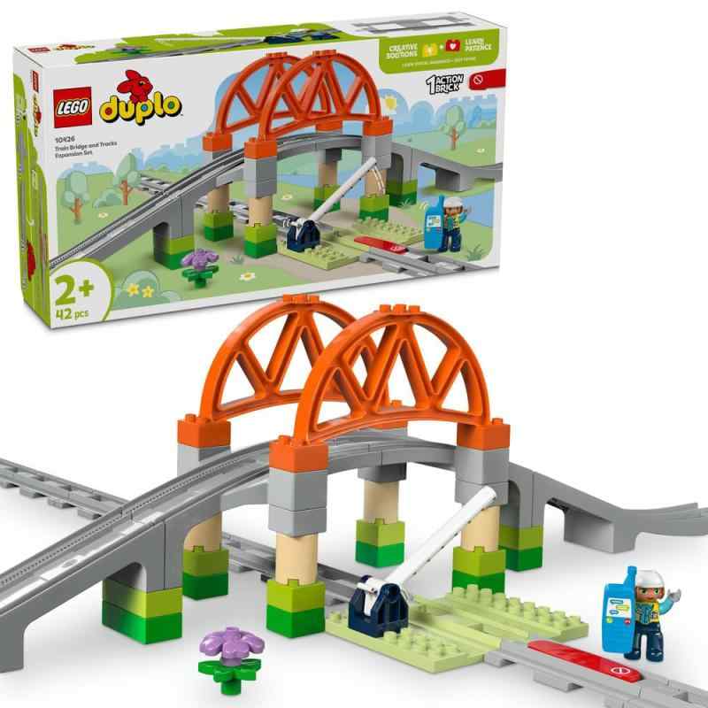 レゴ(LEGO) デュプロ デュプロのまち 鉄道レールと橋 おもちゃ 玩具 誕生日 プレゼント ブロック 知育男の子 女の子 子供 1歳半 2歳 4歳 幼児 ごっこ遊び おままごと 電車 乗り物 10426トレインセット – お子さまの成長を応援するレゴデュプロ 鉄道模型拡張セットで鉄道の旅をお楽しみください（対象年齢：2才以上）鉄道の旅をもっと楽しく – 延長用レール8本、 アクションブロック1個、鉄道橋、踏切、携帯を持つ作業員のフィギュアが入っています鉄道模型の拡張セット – 本セットは、別売のレゴデュプロ トレインセットと併せてご使用くださいいつでもよろこばれるギフト – レゴデュプロシリーズのトレインコレクション（各セット別売）を揃えれば遊びの可能性が広がりますライフスキルを育てる組み立ておもちゃ – 小さなお子さまの発達段階に応じて特別開発されたレゴデュプロ トレインセットは、組み立てと組み替えを通じて問題解決能力や粘り強さ、集中力を育みます複数店舗にて販売をしておりますため、在庫データの更新が間に合わず、欠品にも関わらず、注文ができる場合がございます。その際は、キャンセルにて対応を取らせていただきます。当店はお電話のお問い合わせはお受けしておりませんので、ご了承ください。お問い合わせは、問い合わせフォームにてお願いをいたします。