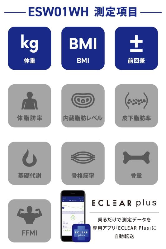 エレコム 体重計 【体重/BMI】 100g単位 バックライト付き (専用アプリ対応 データ...