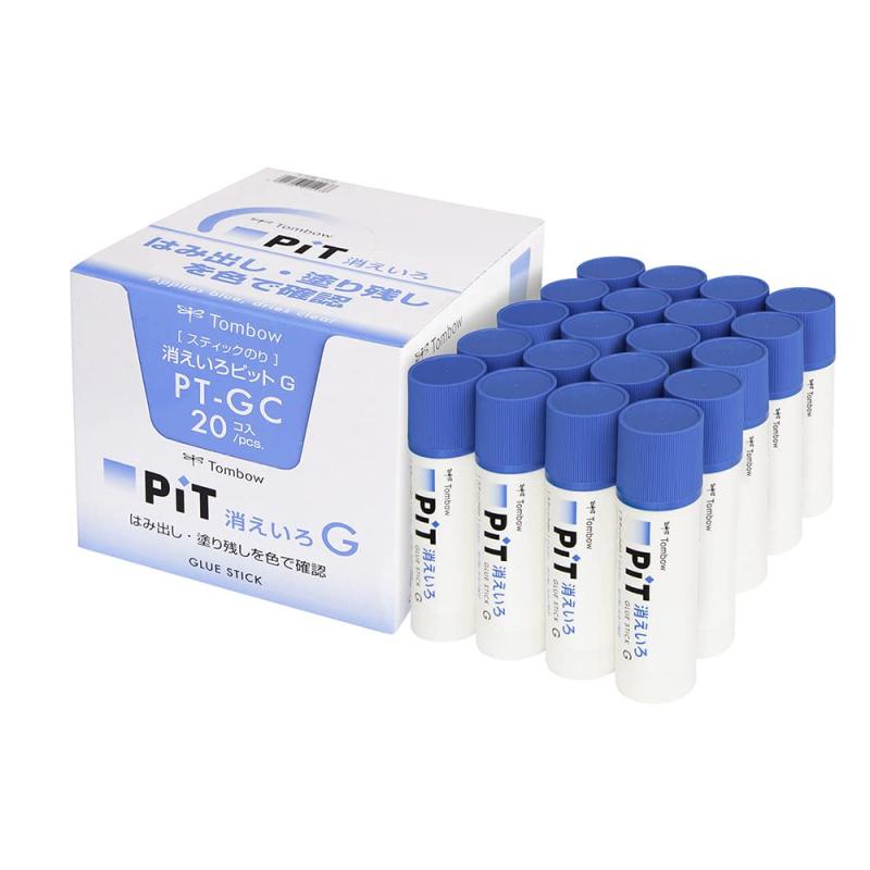 トンボ鉛筆 スティックのり 消えいろPiT Gサイズ (塗り色が消える) (40g) 20本 PT-GC-20P【特長】色で確認、乾けば無色の強力タイプ／塗ったところがブルーでわかり、乾くと色が消える・塗り残しや塗りすぎ防止【用途】一般紙・クラフト紙・厚紙【のり径】約26mm【容量】約40g【単品サイズ】幅31×全長115mm／重量66g【入数】20個入り複数店舗にて販売をしておりますため、在庫データの更新が間に合わず、欠品にも関わらず、注文ができる場合がございます。その際は、キャンセルにて対応を取らせていただきます。当店はお電話のお問い合わせはお受けしておりませんので、ご了承ください。お問い合わせは、問い合わせフォームにてお願いをいたします。