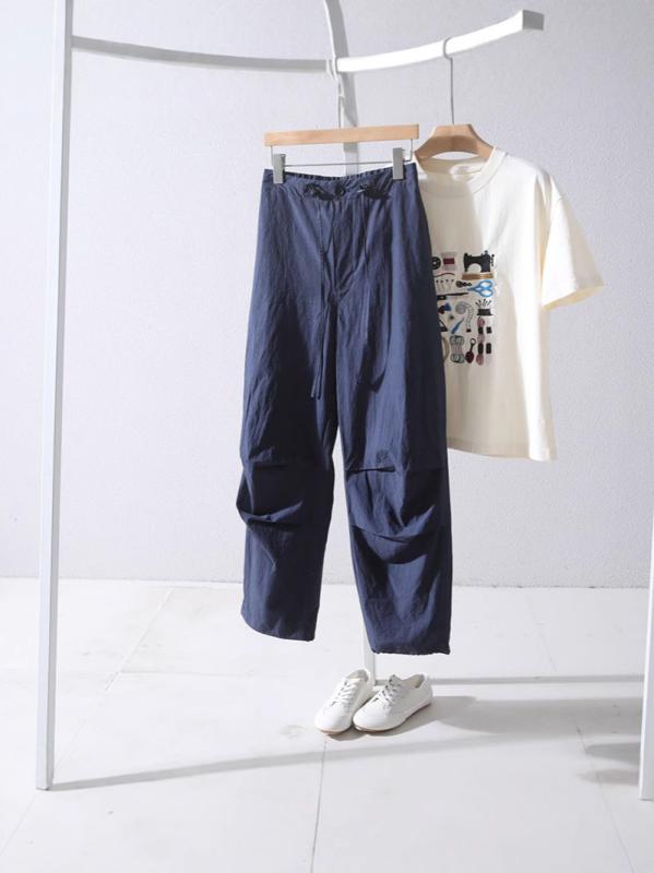 パンツ レディース テーパードパンツ 綿麻 リネン混 ジョガーパンツ ワークパンツ カーゴパンツ イージーパンツ ハイウエスト ギャザー 立体裁断 通気性 軽量 普段着 アウトドア ナチュラル シンプル オールシーズン