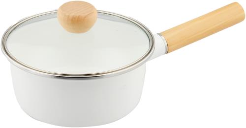 パール金属 クレヴィア ホーローガラス蓋片手鍋16cm ホワイト