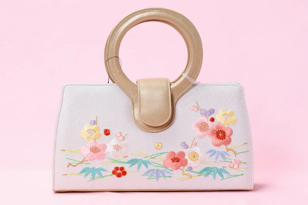 松竹梅刺繍バッグ和装絹牛革和装小物さくら着物普段用和装用トートバック和装用和服着物初心者お出掛け茶席お茶会鞄着物に合わせるバッグ