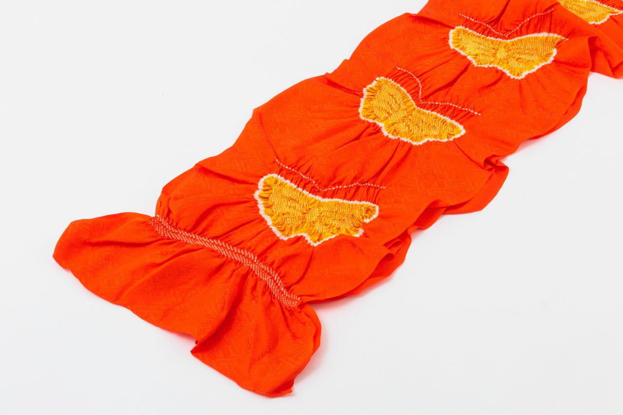 加藤萬 正絹 兵児帯 絞り 女児用 帯 浴衣 浴衣帯 子供用 キッズ 女の子 着物 和装小物 七五三 卒園式 卒業式 袴 お祝い 七五三 お正月 十三参り 被布...