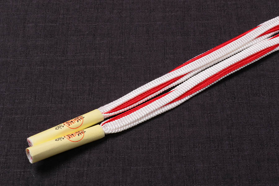 帯締め 正絹 組紐 白 赤 龍工房 普段用 平組 名古屋帯 帯 帯〆 組紐 着物 きもの ...