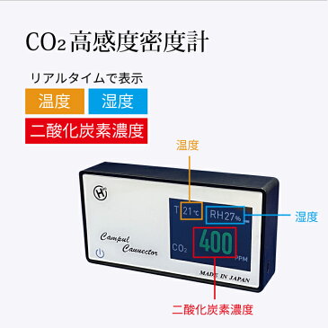 二酸化炭素 濃度計 計測器 日本製 Co2高感度密度計 充電式 電池 二酸化炭素 測定 二酸化炭素測定器 COs濃度測定器 co2測定器 センサー co2濃度 センサー 温度計 湿度計 co2モニター コロナウイルス 対策 コロナ 予防