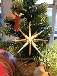 金の星(大)立体ベツレヘムの星クリスマスオーナメント木製エルツザイフェンアルビン・プライスラークリスマスツリーオーナメントドイツニキティキ