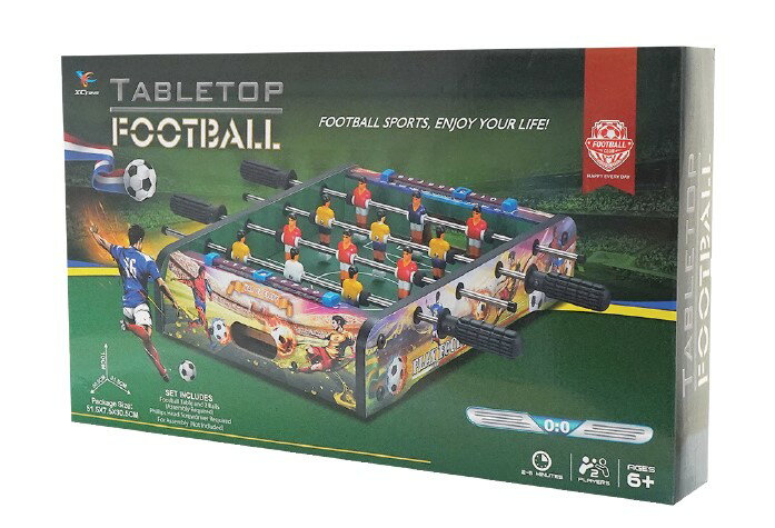 自宅で、パーティーで。大人も一緒に楽しめる人気商品！ 家族で遊べる！レトロな雰囲気がおしゃれなボードタイプのサッカーゲーム パッケージサイズ：W520 × H305 × D75 材 質：合成板/PE 対象年齢：6歳以上