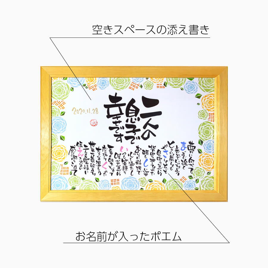 子育て感謝状 名前 ポエム プレゼント A3フレーム ポエム 大きめサイズ 2人用 背景全5種 両親 プレゼント 大きめサイズ 結婚式 贈呈品 感謝 状 おもいやり家 想いをプレゼントに 感謝の言葉で彩る名前ポエム 素敵な記念日の演出に 手提げ袋付 ラッピング無料