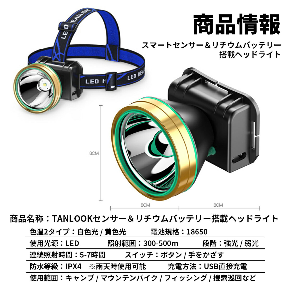 【楽天スーパーセール】TANLOOKヘッドライトヘッドライト充電式釣りledcobライト軽量長時間防水最強ルーメンおすすめキャンプ登山工事作業用ヘルメット防災usb磁石アウトドア小型マグネット遠近両用ヘッドランプ懐中電灯角度調整明るさセール中