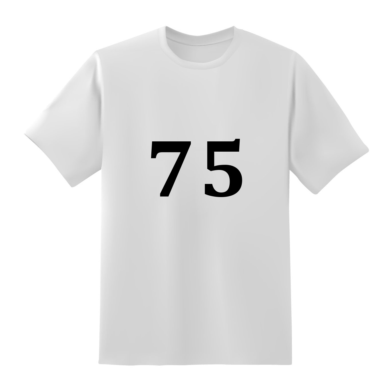 おもしろTシャツ原宿商店_「75」_ユニセックス 半袖 長袖 白黒 S-XL メッセージtシャツ 文字tシャツ 面白 tシャツ プレゼント75歳 75周年 長寿祝い 年齢 数字