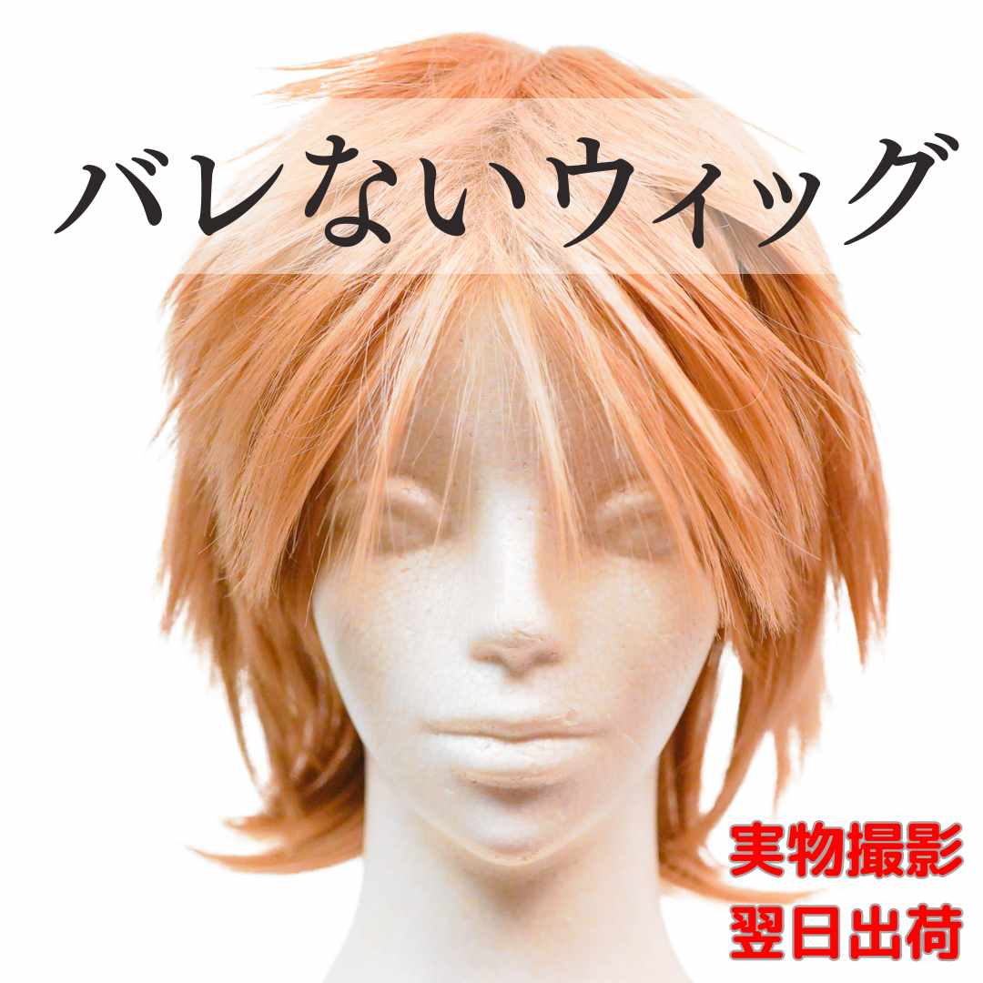 【プロスタイリスト推奨】ウィッグ ウルフ ハイトーン ゴールド ホスト 韓国 マッシュ メンズ 金髪 ミディアム 27cm ファッション