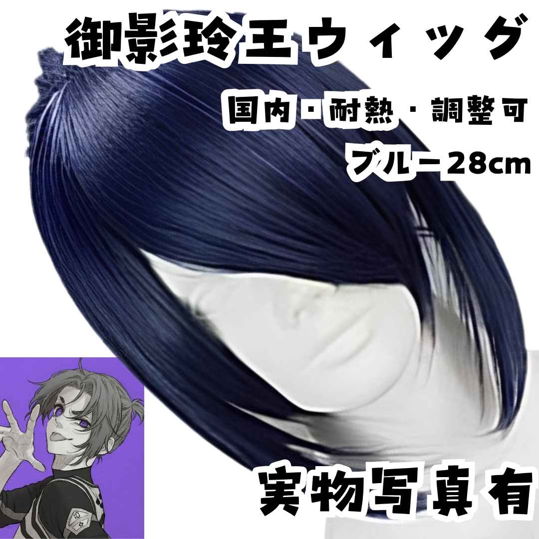 御影玲王(青) ウィッグ ブルーロック 耐熱調整可 ブルー 国内28cm【残3】