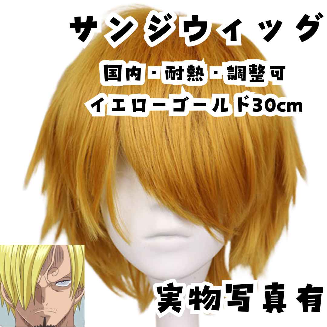 サンジ　ウィッグ　ワンピース　コスプレ　サラサラ　耐熱　国内30cm【残3】