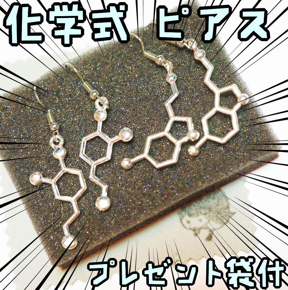 【翌日発送】ピアス 化学式 構造式 分子構造 遺伝子【2種】acc022【リボン袋付】【現品写真有】