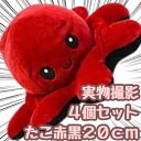 【翌日発送】 4個セット ぬいぐるみ たこ タコ 蛸 リバーシブル 裏返し 赤 黒 20cm 動物 子供大人対応 お祝い ハロウィン プレゼント袋付【現品写真有】