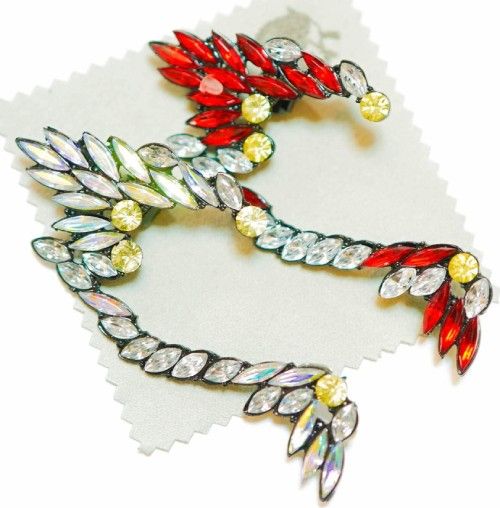 イヤカフ 羽根 大型 パール 桃 ピンク ストーン ピアス イヤーカフス アクセサリー ウィング