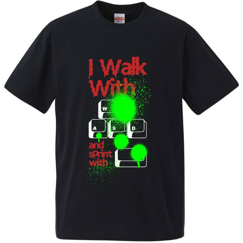 楽天おもしろtシャツ屋さん 楽天市場店おもしろtシャツ 文字 ジョーク パロディ I Walk With WASD パソコン インターネット ゲーム IT PC 家電系 面白 半袖Tシャツ メンズ レディース キッズ